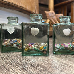 Shell Filled Bottle with Heart Accent - Loving Coastal Living