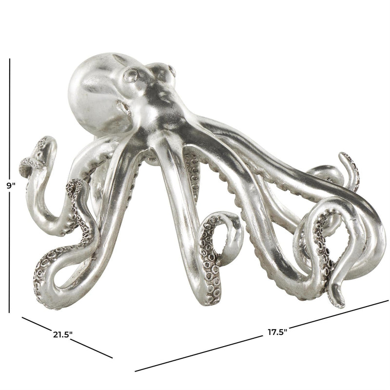 Silver Resin Octopus Laying Decorative Sculpture - Sculptures & StatuesUmainc