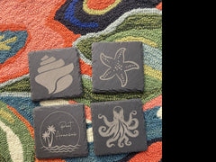 Slate Coaster Set - Port A Palm Mix - CoastersCoastline Laser Design