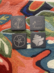 Slate Coaster Set - Port A Palm Mix - CoastersCoastline Laser Design