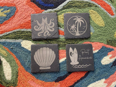 Slate Coaster Set - Port a Surfboard - CoastersCoastline Laser Design