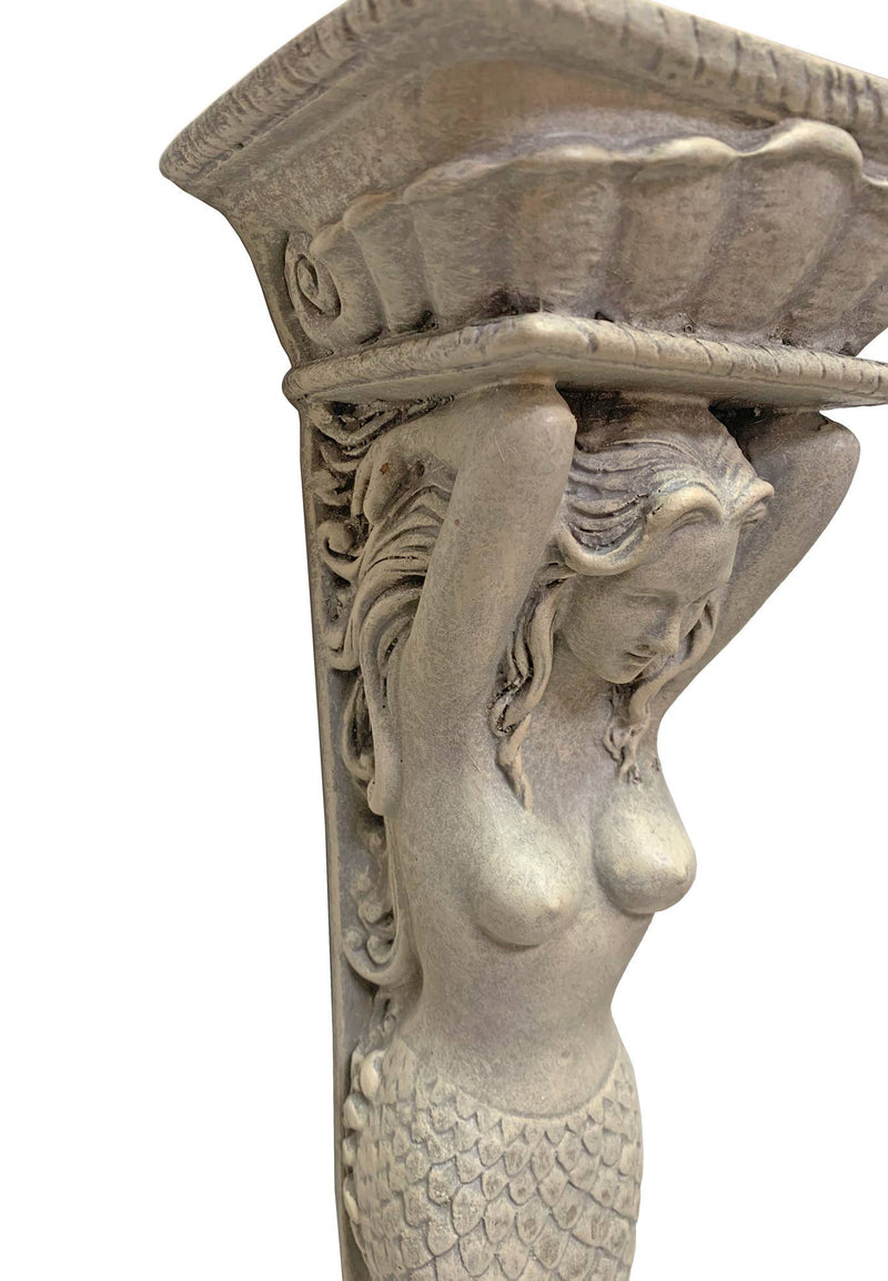 Small Mermaid Pilaster Wall Sculpture Stone - Nautical Tropical Imports