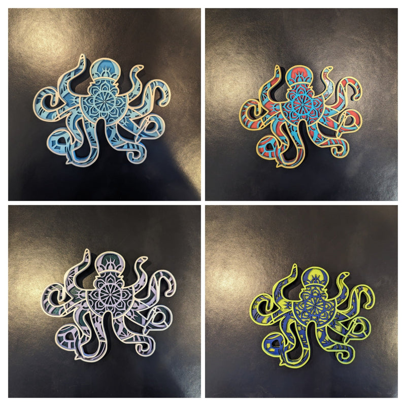 Small Multi Layer Wood Wall Art - OCTOPUS - Coastline Laser Design