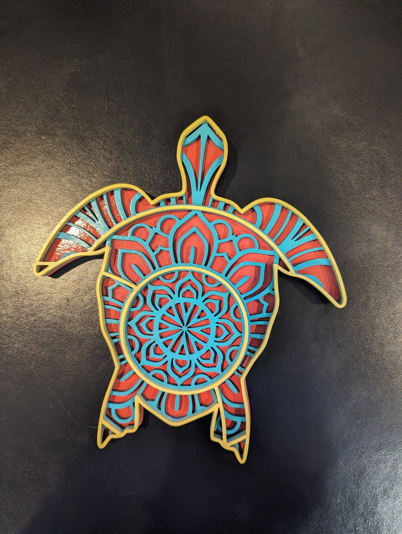 Small Multi Layer Wood Wall Art - SEA TURTLE - Coastline Laser Design