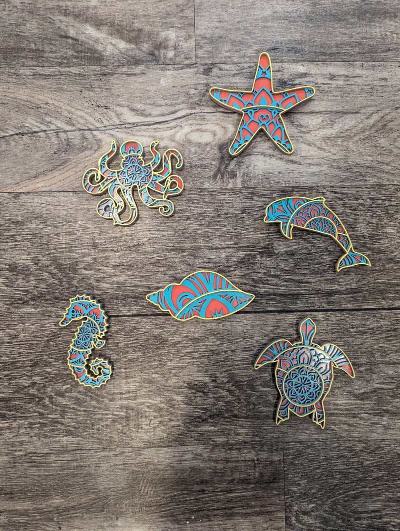 Small Multi Layer Wood Wall Art - SEA TURTLE - Coastline Laser Design
