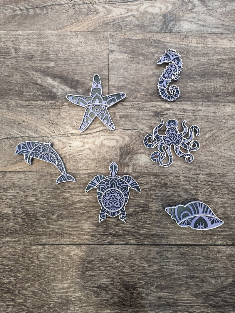 Small Multi Layer Wood Wall Art - SEA TURTLE - Coastline Laser Design