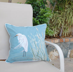 Snowy White Egret Indoor/Outdoor Throw Pillow - Rightside Design