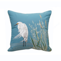 Snowy White Egret Indoor/Outdoor Throw Pillow - Rightside Design