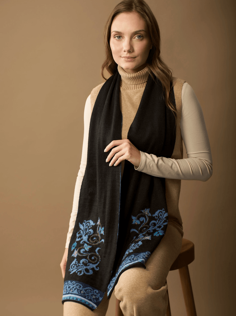 Sofia Alpaca Scarf | Hand Embroidery | Reversible | Fall - Apparel & AccessoriesWUAMAN