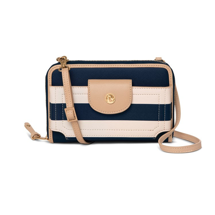 Multi Phone Crossbody Navy Stripe