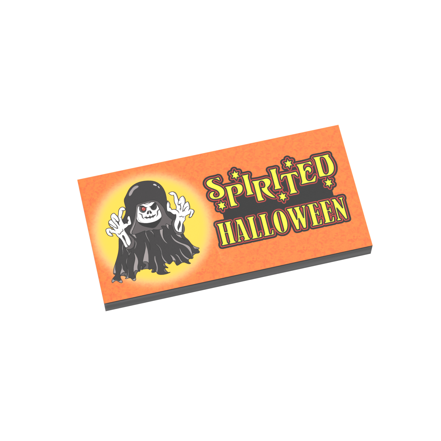 "Spirited Halloween" Store Sign - Halloween - Custom Printed 2x4 Tile - Made Using LEGO ® Parts