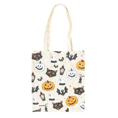 Spooky Cat and Pumpkin Print Halloween Polycotton Tote Bag - Something Different Wholesale