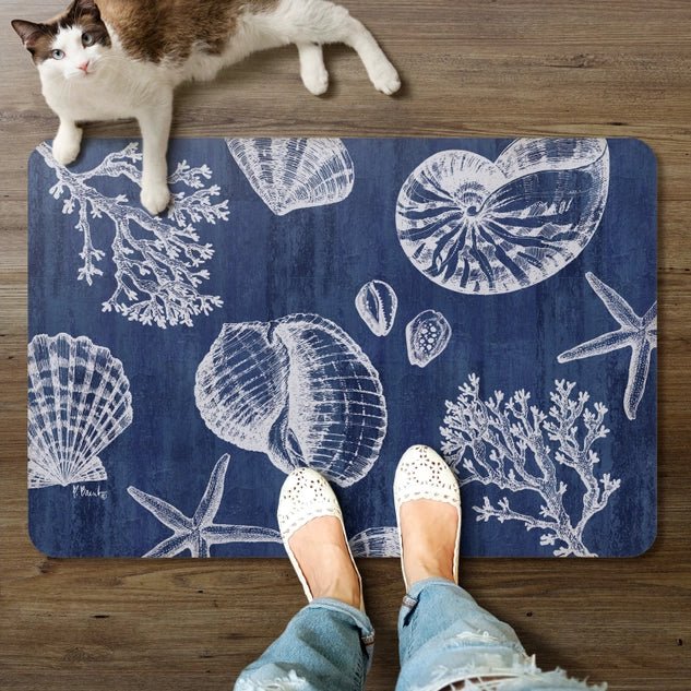 St. Tropez Shells Decorative Anti - Fatigue Comfort Floor Mat – 30" x 20" - accent rugsCounterArt/Highland Home/Thirstystone/CoasterStone