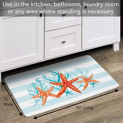 Starfish Stripe 30” x 20” Decorative Vinyl Comfort Floor Mat - CounterArt/Highland Home/Thirstystone/CoasterStone