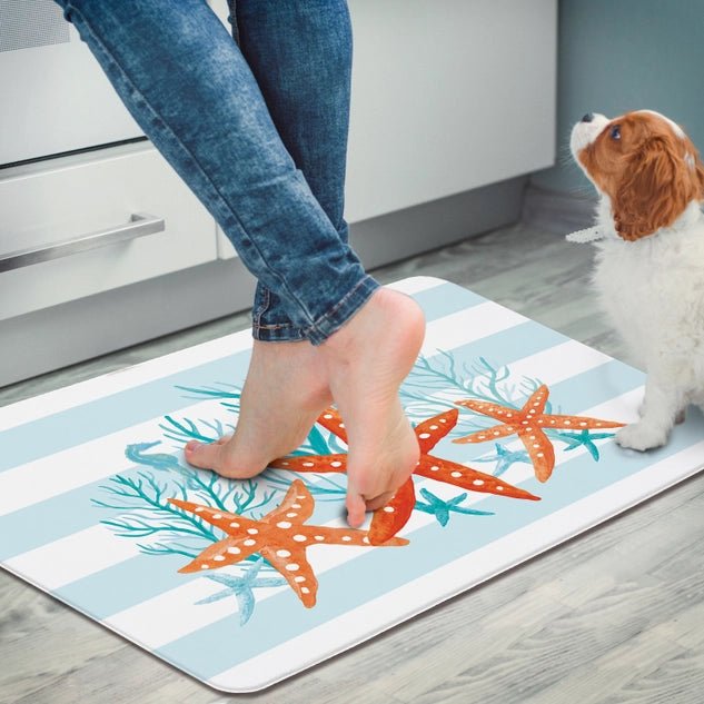 Starfish Stripe 30” x 20” Decorative Vinyl Comfort Floor Mat - CounterArt/Highland Home/Thirstystone/CoasterStone