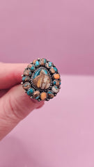 Sterling Silver Turquoise Ring – Vintage Southwest Statement (Size 9) - JewelryLoving Coastal Living