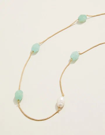 Stone Station Necklace 18" Jade/Pearl - Spring & Summer 2024SPARTINA 449