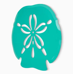 Teal green sand dollar stainless steel powder-coated wall art 25 inches
