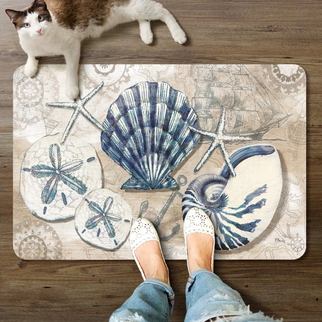 Tide Pool Shells Decorative Anti - Fatigue Comfort Floor Mat – 30" x 20" - accent rugsCounterArt/Highland Home/Thirstystone/CoasterStone