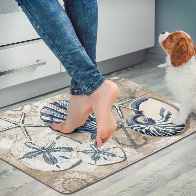 Tide Pool Shells Decorative Anti - Fatigue Comfort Floor Mat – 30" x 20" - accent rugsCounterArt/Highland Home/Thirstystone/CoasterStone