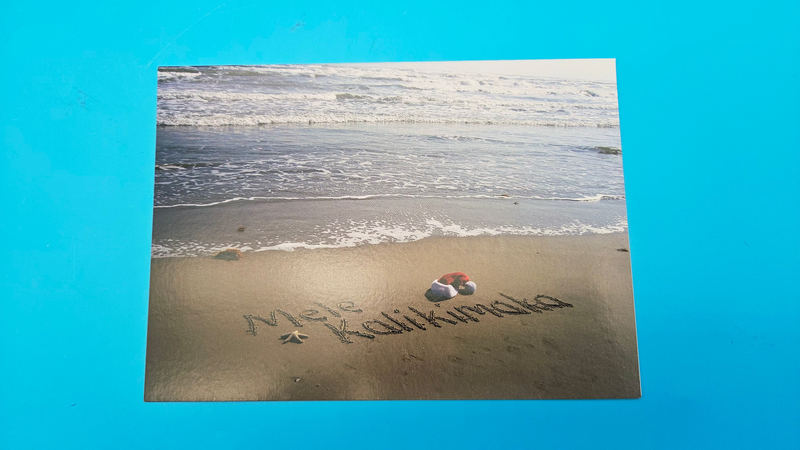 Mele Kalikimaka beach card with waves