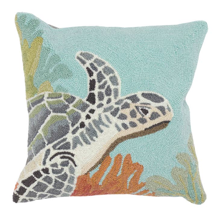 Turtle Indoor/Outdoor Pillow Ocean 18" x 18" - pillowLiora Manne