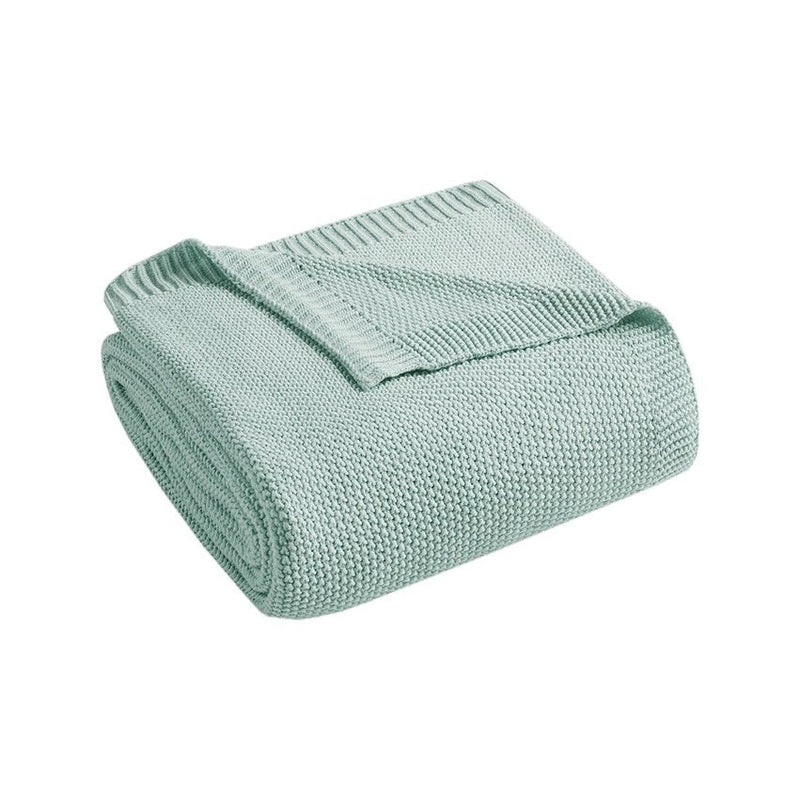 Ultra - Soft Knit Throw Blanket, Aqua Green - Accent DecorOllix