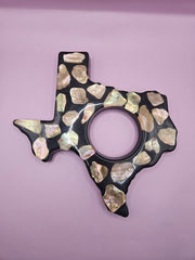 Vintage 1970s Lucite Texas - Shaped Holder with Abalone Shell Inlay – 9