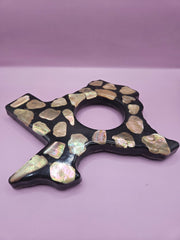 Vintage 1970s Lucite Texas - Shaped Holder with Abalone Shell Inlay – 9