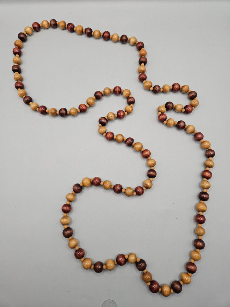 Vintage 24" Wood Bead Necklace – Natural Boho Style - JewelryLoving Coastal Living