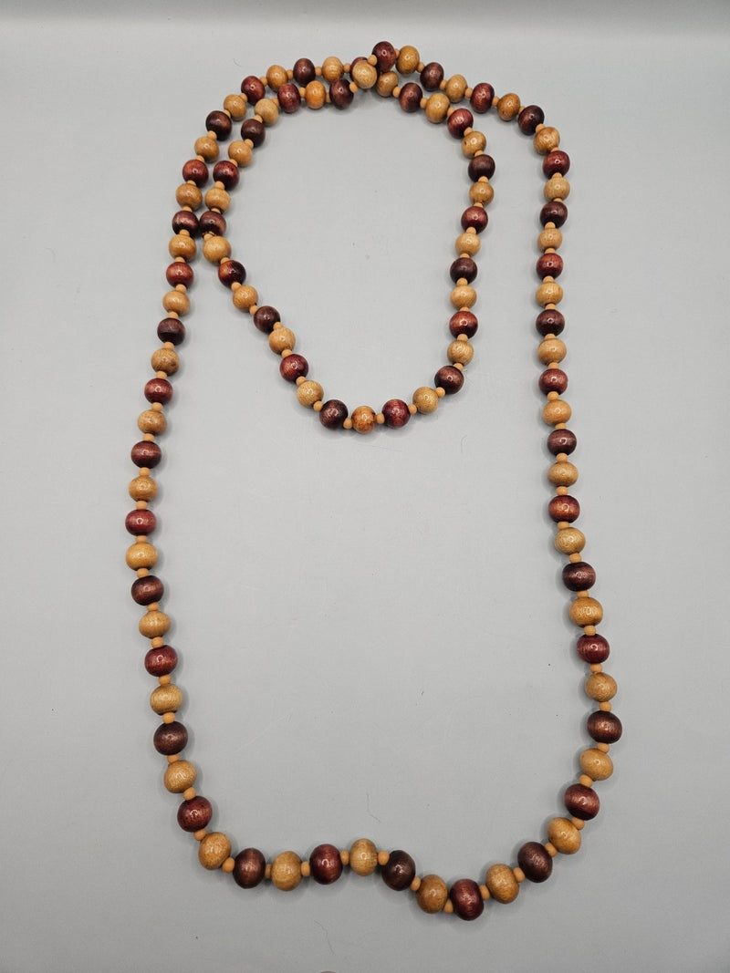 Vintage 24" Wood Bead Necklace – Natural Boho Style - JewelryLoving Coastal Living