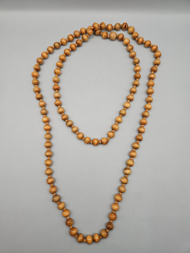 Vintage 24" Wood Bead Necklace – Natural Boho Style - JewelryLoving Coastal Living