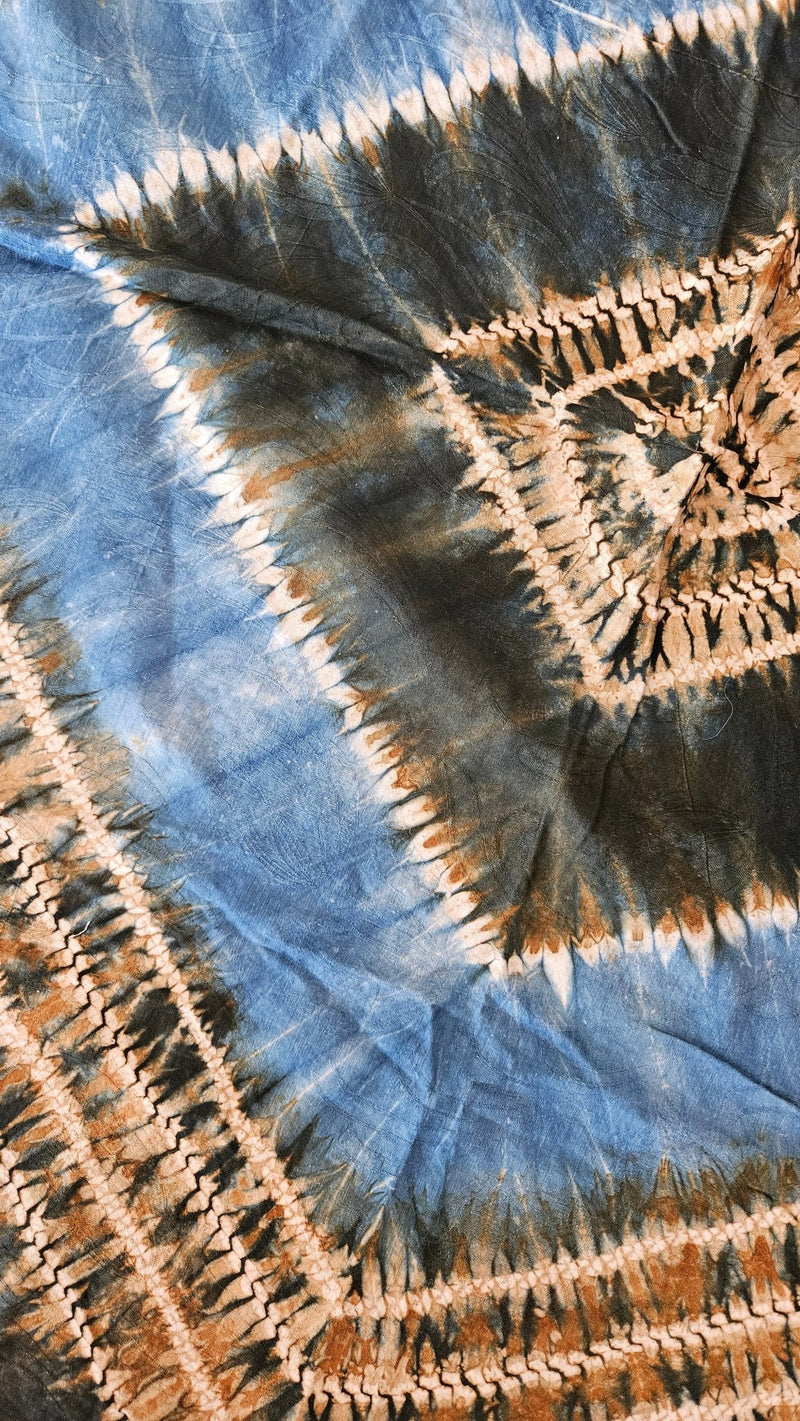 Vintage African Handwoven Tapestry - Indigo Blue & Brown - 65"x42.5" Wall Hanging or Throw Blanket - Accent DecorLoving Coastal Living