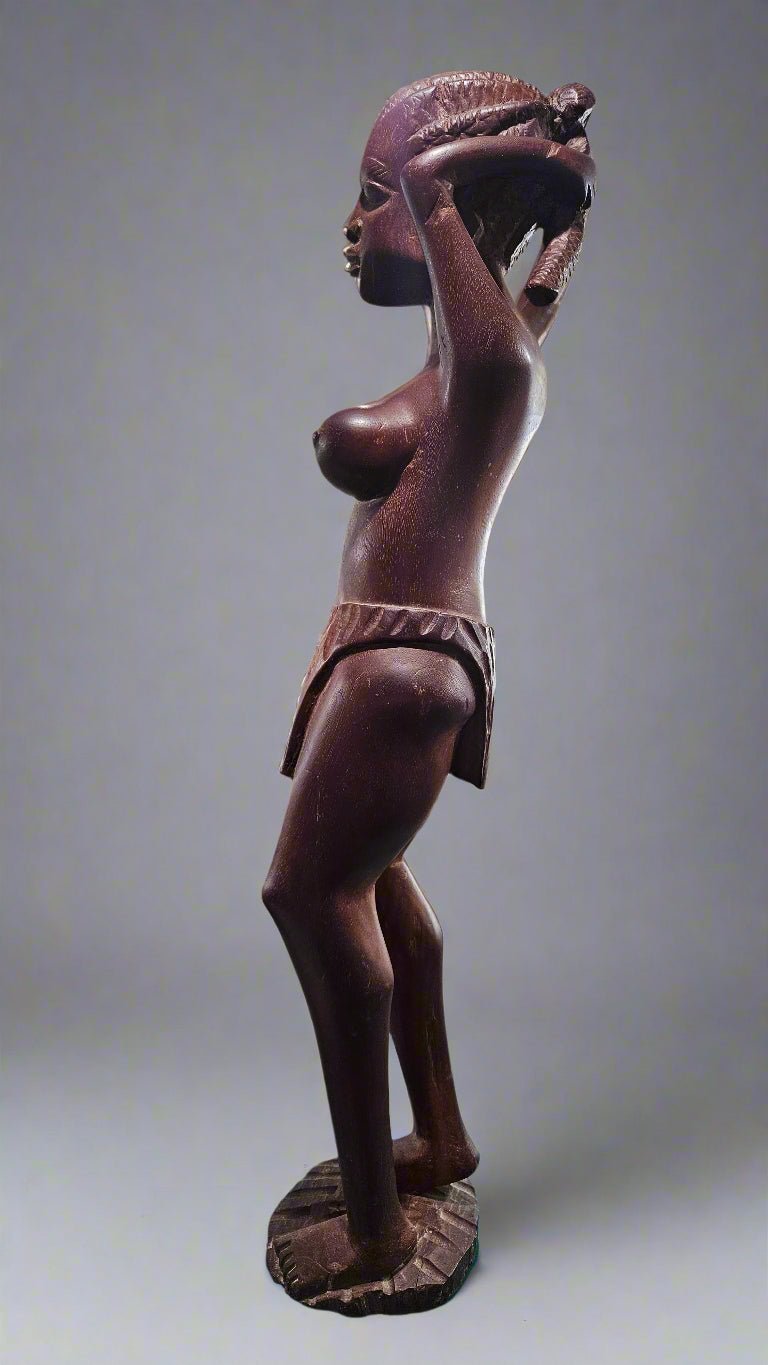 Vintage African Tribal Solid Wood Sculpture – 26.5"x4.75" - Sculptures & StatuesLoving Coastal Living