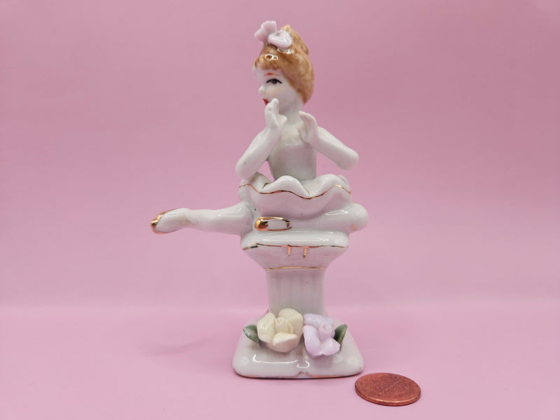 Vintage Ballet Girl Porcelain Figurine | Elegant Ballerina Statue | 5.5"x3"x4.8" - Accent DecorLoving Coastal Living