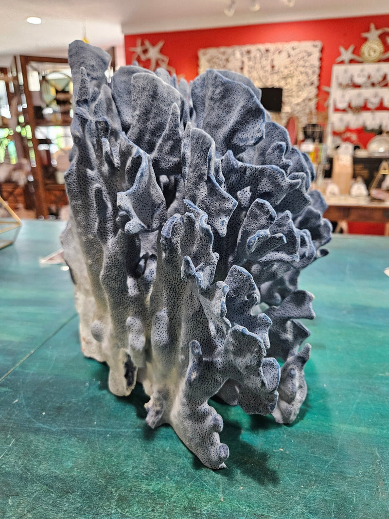 Vintage Blue Coral – 14.5" x 12.5" x 10" Natural Ocean Décor - coralLoving Coastal Living