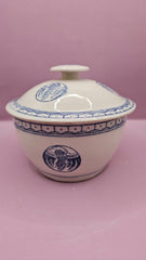 Vintage Blue & White Ceramic Lidded Bowl – 5.5