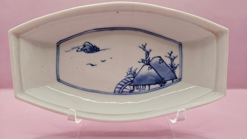 Vintage Blue & White Porcelain Boat - Shaped Dishes - 6.5"x3.7" Elegant Asian - Inspired Tableware - DishesLoving Coastal Living