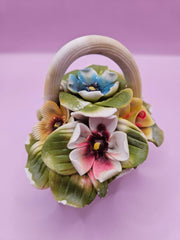 Vintage Capodimonte Porcelain Colorful Flowers in Basket – 4.3