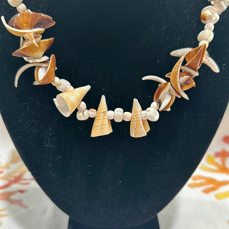 Vintage Carved Shell Necklace - Handmade Coastal Jewelry with Natural Shells - Loving Coastal Living