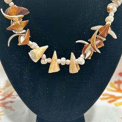 Vintage Carved Shell Necklace - Handmade Coastal Jewelry with Natural Shells - Loving Coastal Living