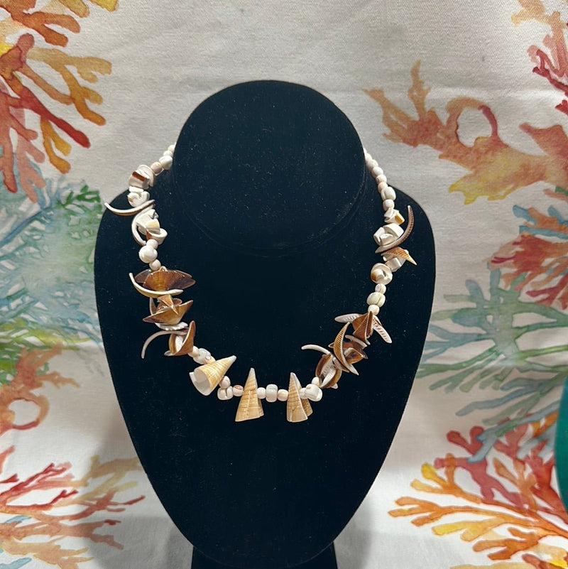 Vintage Carved Shell Necklace - Handmade Coastal Jewelry with Natural Shells - Loving Coastal Living