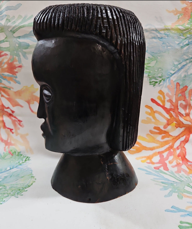 Vintage Carved Wood African Head Bust - Accent DecorLoving Coastal Living