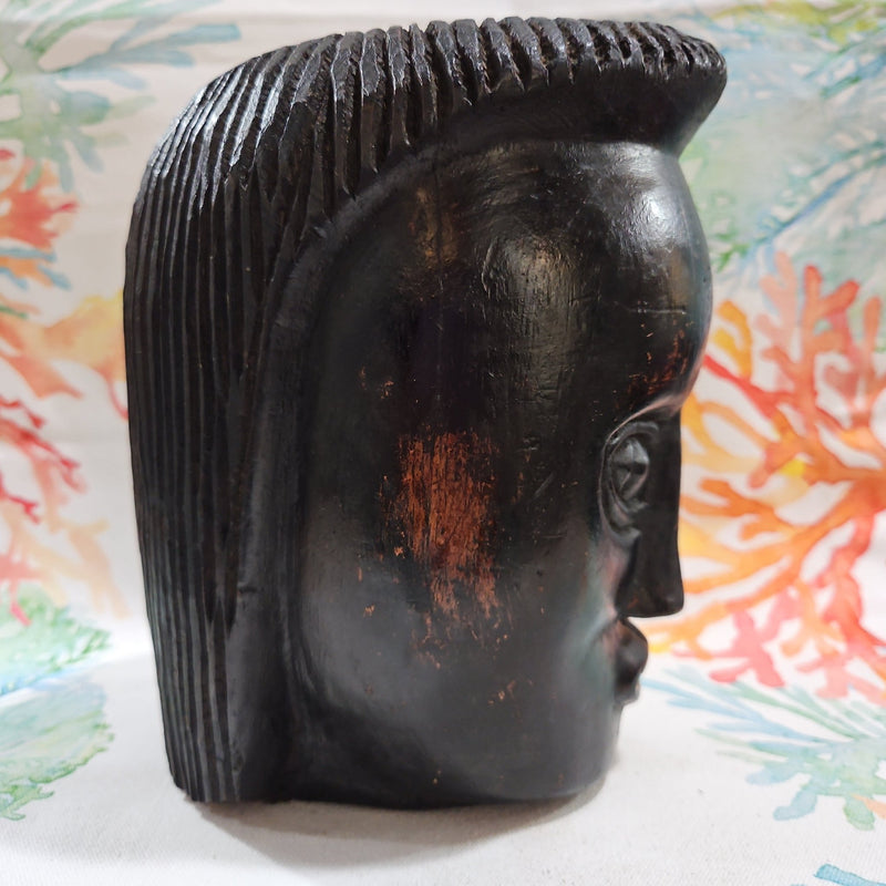 Vintage Carved Wood African Head Bust - Accent DecorLoving Coastal Living