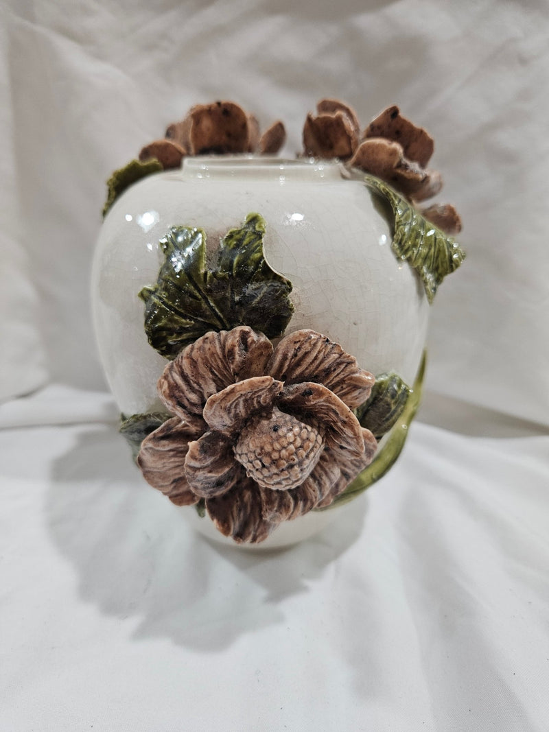 Vintage Ceramic Floral Vase - Accent DecorLoving Coastal Living