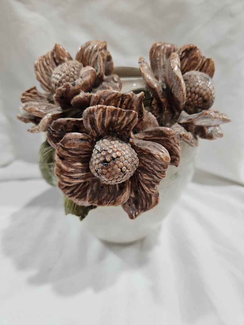 Vintage Ceramic Floral Vase - Accent DecorLoving Coastal Living