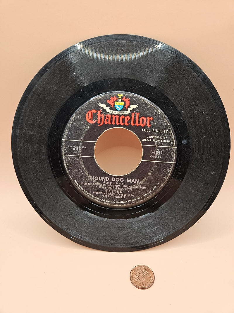 Vintage Fabian Hound Dog Man/This Friendly World 45RPM Record - DecorLoving Coastal Living