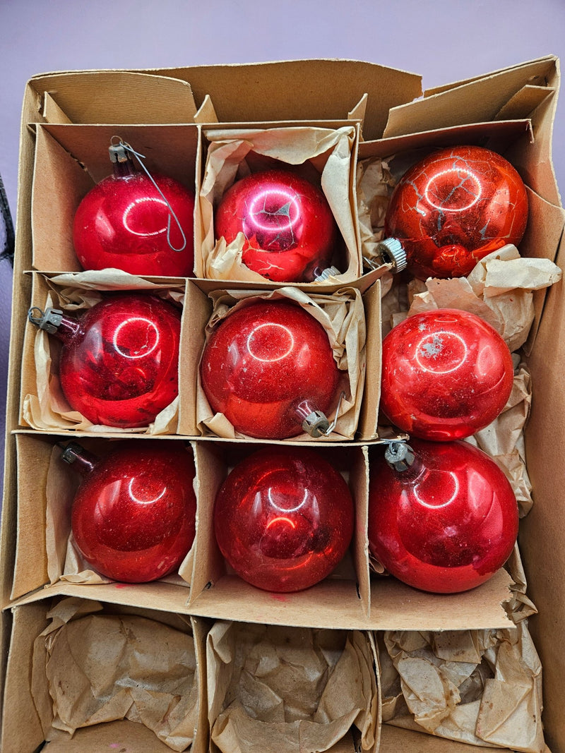 Vintage Fantasia Brand Red Glass Ornaments – Set of 9 (2.5") - OrnamentsLoving Coastal Living