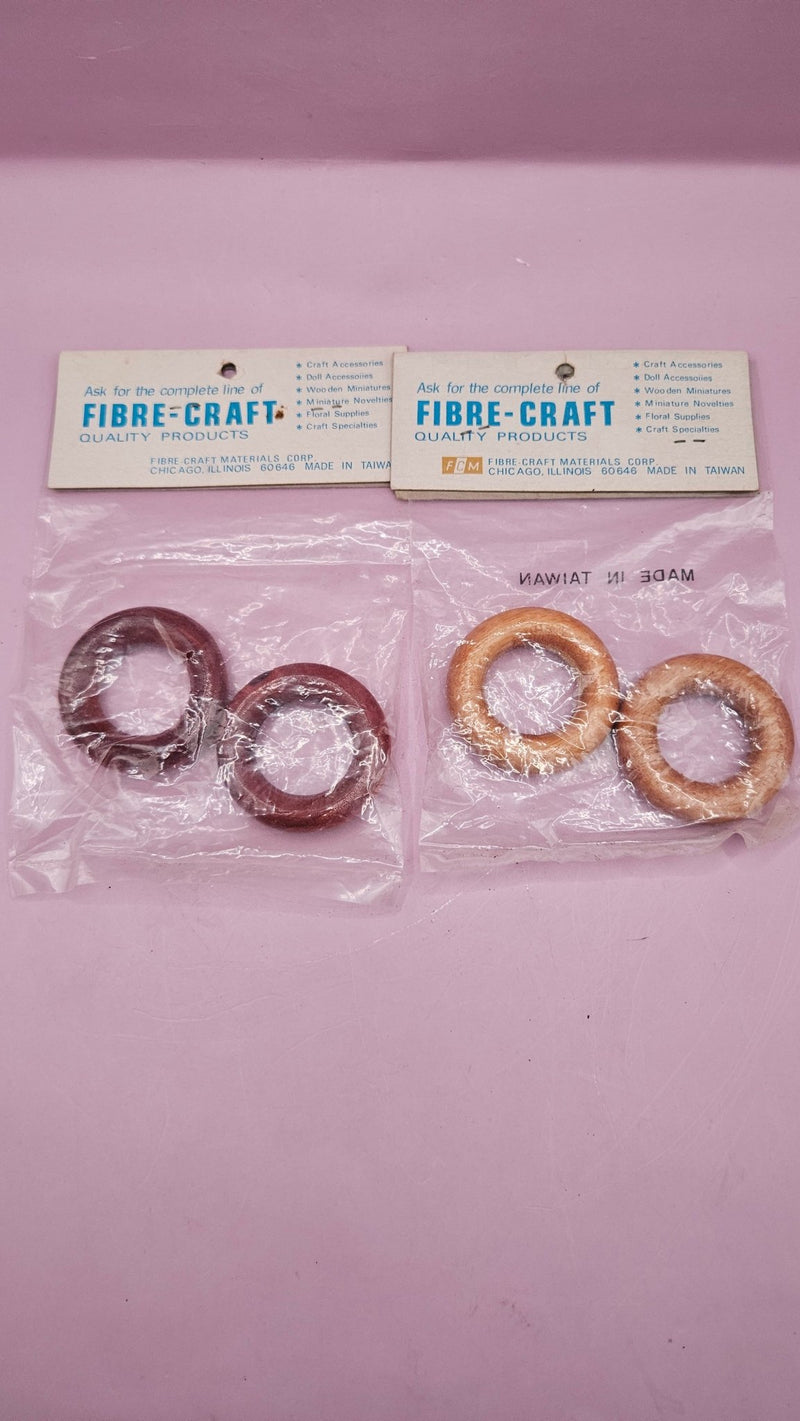 Vintage Fibre - Craft Wooden Rings – Set of 2 Pairs (Dark & Light) – 1.7” Diameter - funLoving Coastal Living