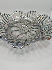 Vintage Grey Carnival Glass Bowl With Fluted Edges & Raised Fruit Bottom - Kitchen AccessoriesLoving Coastal Living